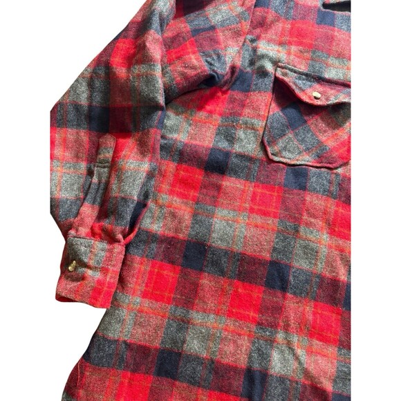 VTG Grandpa Core Farmer Grunge WOODLAND 90% Wool Red Plaid Flannel Sz XL - Picture 2 of 13